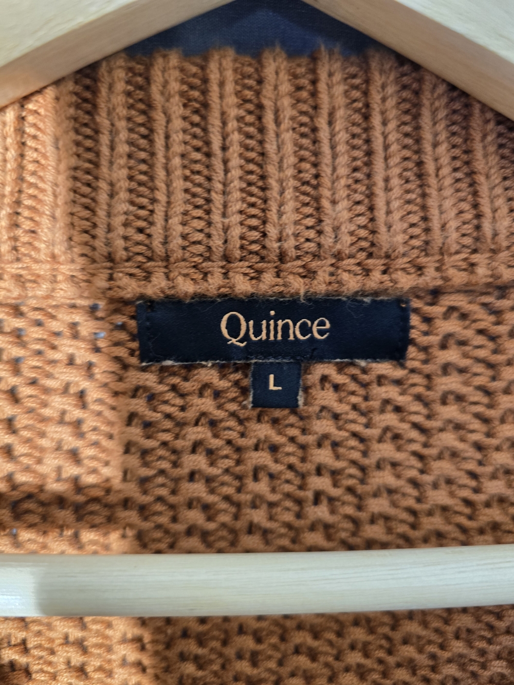 Quince Organic Cotton Cropped Cable Crew Sweater Ginger Orange L - Picture 6 of 7